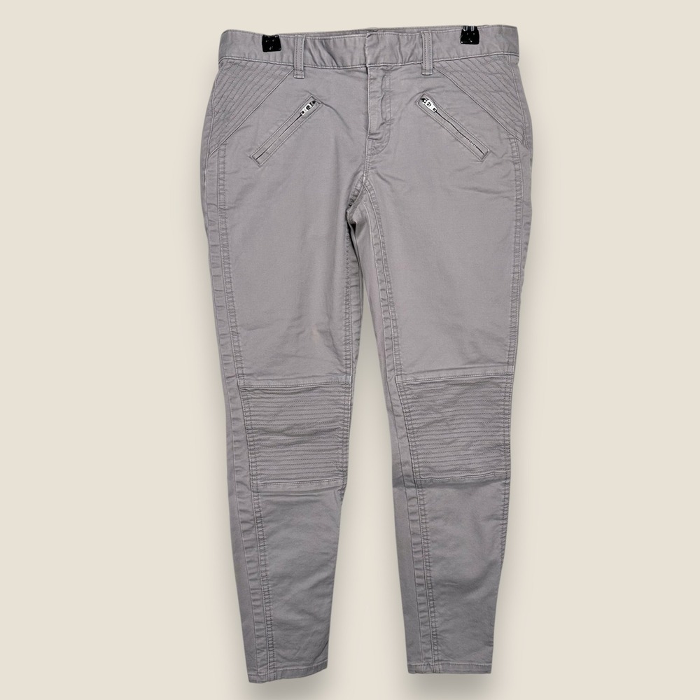 GAP Khakis Skinny Mini Pants Joggers Womens Size 0 Biker Moto Zipper Gray